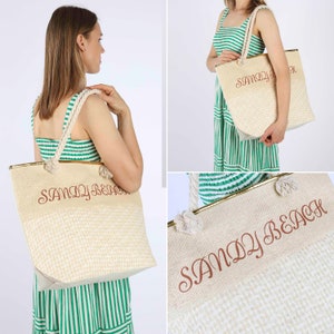 Beach bag waterproof, summer bag, beach bag with zipper, bathing bag sauna bag ladies XXL shopping bag shopper fabric bag gift