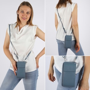 Bolsa de Telefone em Couro com Carteira para Mulheres Bolsa Transversal de Telefone para Mulheres com Carteira e Compartimentos para Cartões