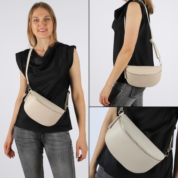 ショルダーバッグ・ポシェット Amine Structured Beige Shoulder Bag With Adjustable Strap Crossbody Bags For Women Shoulder Bag with Wide Adjustable