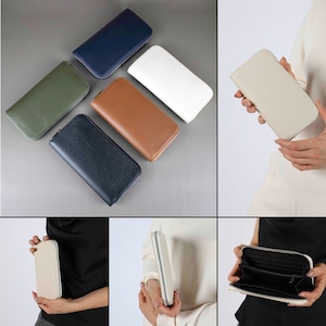 Leather Purse with Card Slots, Zipper Wallet for Women, Coin Compartment, Handmade Women's Wallet, Handbag, Clutch