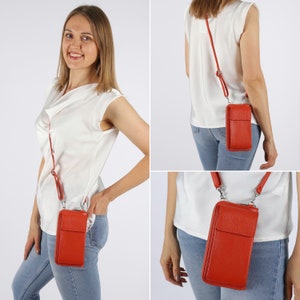 Bolsa de Telefone em Couro com Carteira para Mulheres Bolsa Transversal de Telefone para Mulheres com Carteira e Compartimentos para Cartões
