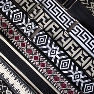 Schwarz gemusterter Riemen für Taschen mit silberner Hardware Leder Taschengurt für Frauen Kamera Stofftaschengurt verstellbar Schultergurt
