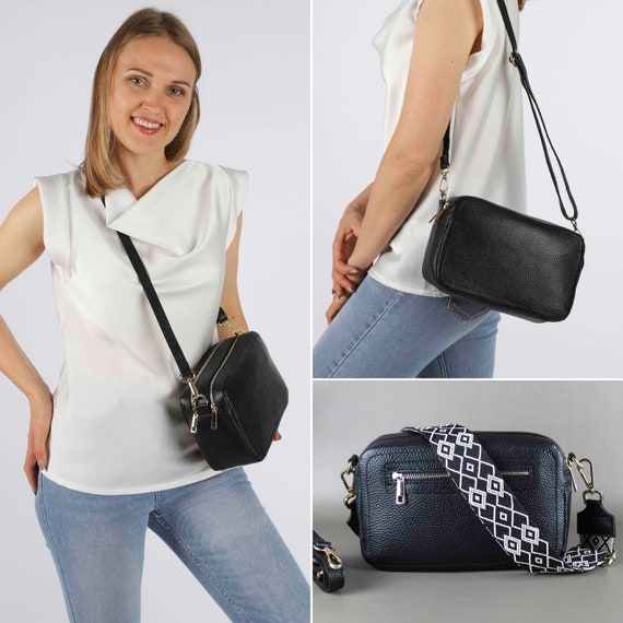 Borsa A Tracolla Donna Retrò – Piccola Borsa Nera In Velluto A Coste E Poliestere – Leggera (70g) Per Ragazze