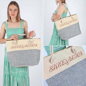 Strandtasche Wasserdicht, Summerbag, Beach Bag mit Reißverschluss, Badetasche Saunatasche Damen XXL Shoppingbag Shopper Stofftasche Geschenk