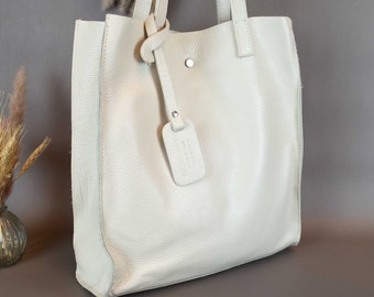 Sac fourre-tout en cuir beige pour femmes, sac à main en cuir véritable pour femmes, sac à bandoulière, sac fourre-tout, cadeau