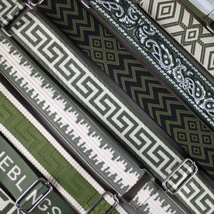 Khaki Patterned Strap for Bags with Silver Hardware Leather Bag Strap for Women Fabric Bag Strap Camera Bag Strap Adjustable Shoulder Belt