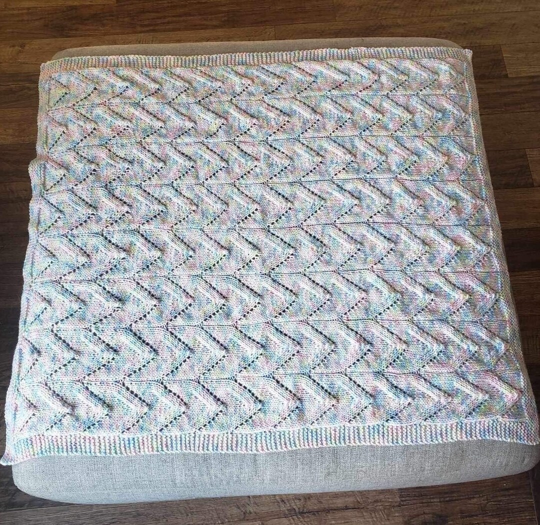 Soft Pastel Baby Print Hand-knit Arches Baby Blanket 36 X 38 - Etsy