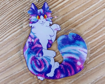 Llavero con dije acrílico Galaxy Kitty