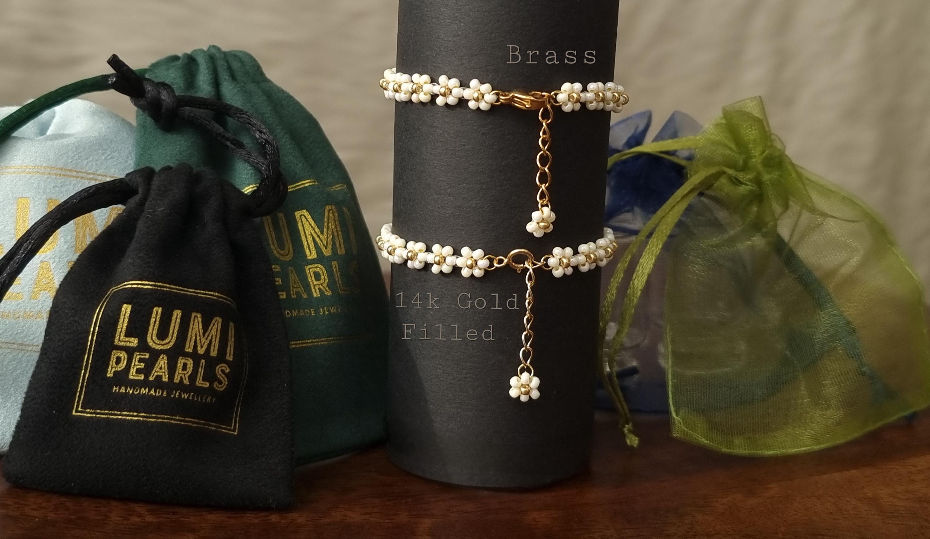 Set Bracciali Margherita Oro Con Perle Bianche - Gioielli Elastici Boho Per Donna, Bracciale Multistrato Estivo - 2