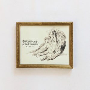 Lion of Judah Print - Charcoal Sketch Art Print - Christian Wall Art - Bible Verse Art - Christian Inspired Art - Lion Art Print