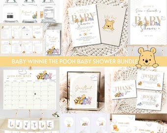Baby Winnie the Pooh Baby Shower Bundle, Winnie the Pooh-Babyparty-Einladung, Pooh Bär Vorlage, kleine Hunny Dekor, digitaler Download