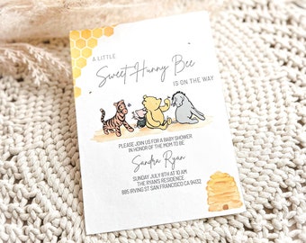 Classic Winnie the Pooh Baby Shower Invitation, Winnie the Pooh Digital Download, Baby Shower Instant Download, Editable Template, Custom