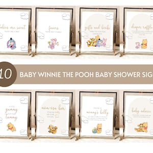 Baby Winnie the Pooh Baby Shower Decorazioni, Winnie the Pooh Bear Baby Shower Decor Sign Template Bundle, Pooh Bear Decor Download immediato