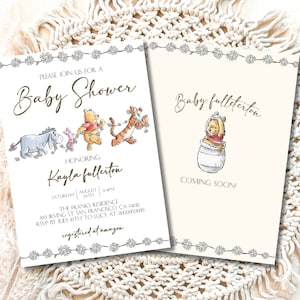 Classic Winnie the Pooh Baby Shower Invitation, Winnie the Pooh Bear Baby Shower Invite, Classic Pooh Baby Shower Decor, Digital download