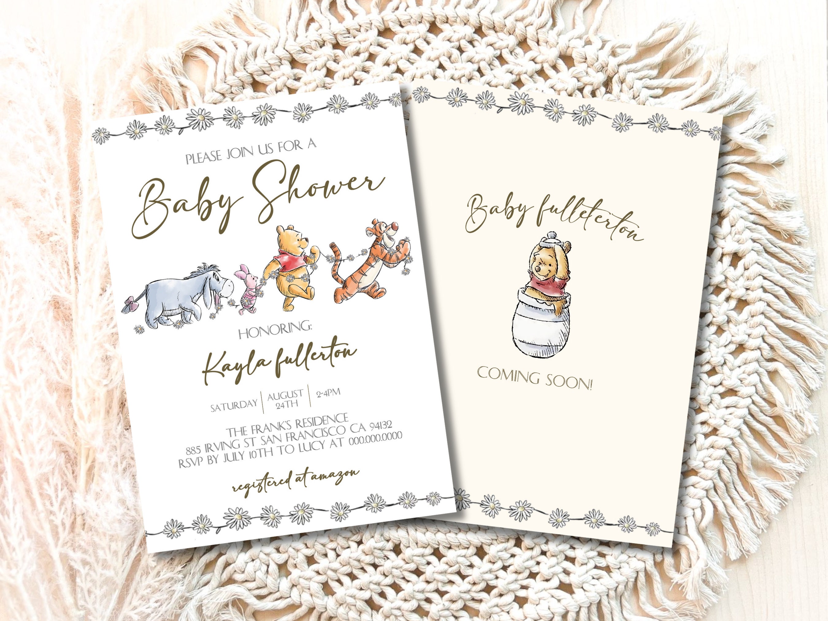 Classic Winnie the Pooh Baby Shower Invitation, Winnie the Pooh
