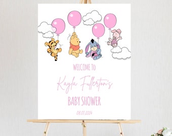 Baby Winnie the Pooh Baby Shower Welcome Sign, Winnie the Pooh Baby Shower, Pooh Bear Template, Little Hunny Decor, Digital Download