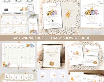Baby Winnie the Pooh Baby Shower Bundle, Winnie the Pooh-Babyparty-Einladung, Pooh Bär Vorlage, kleine Hunny Dekor, digitaler Download