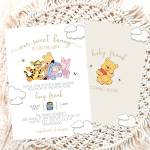 Baby Winnie the Pooh Baby Shower Invitation, Winnie the Pooh Bear Baby Shower Invite, Little Hunny Pooh Baby Shower Decor, Digital download