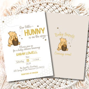 Classic Winnie the Pooh Baby Shower Invitation, Winnie the Pooh Bear Baby Shower Invite, Classic Pooh Baby Shower Decor, Digital download