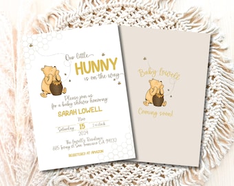 Classic Winnie the Pooh Baby Shower Invitation, Winnie the Pooh Bear Baby Shower Invite, Classic Pooh Baby Shower Decor, Digital download
