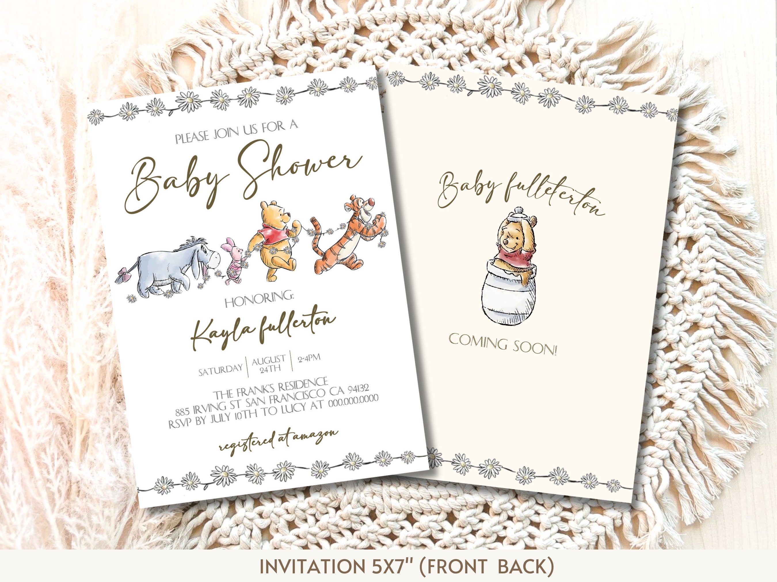 七 Classic Winnie the Pooh Baby Shower Invitation, Winnie the