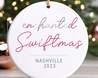 Personalized Enchanted Swift-mas Memory Ornament, Tour Trinket, 2023 Concert Keepsake, Friendship Bracelets, Eras Christmas Knickknack