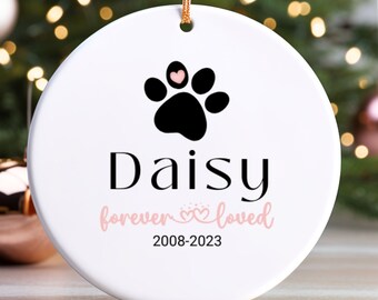 Personalized Pet Memorial Ornament, Personalized Dog Memorial Ornament with Paw Print,  Personalized Pet Christmas Ornament, Pet Owner Gift