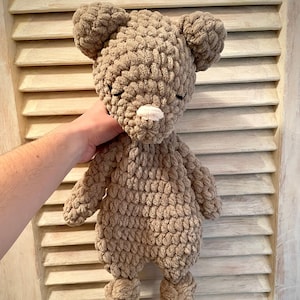 Crochet Bear Snuggler Crochet Baby Gift Brown Bear Snuggler
