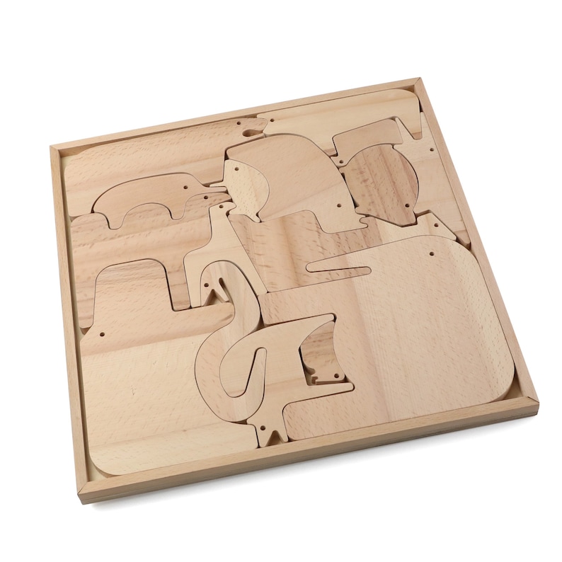 Montessori Wooden Safari Animal Puzzle: Kids Learning Toy - Etsy