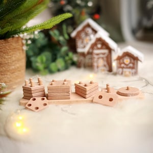 Montessori Geometric Blocks, Educational Wooden Puzzle Toy for Toddlers, Unique Nursery Decor & Special Christening Gift