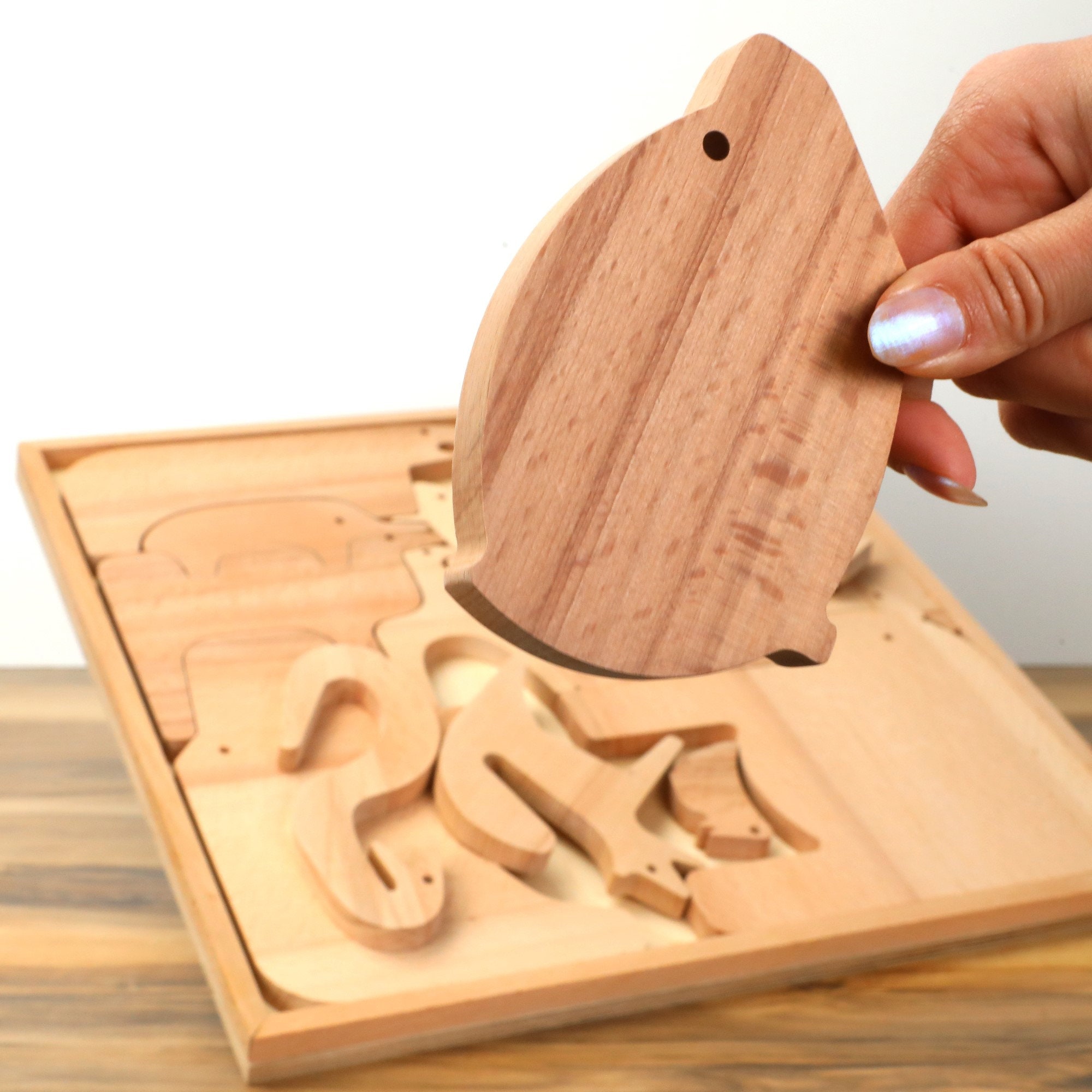 Montessori Wooden Safari Animal Puzzle: Kids Learning Toy - Etsy