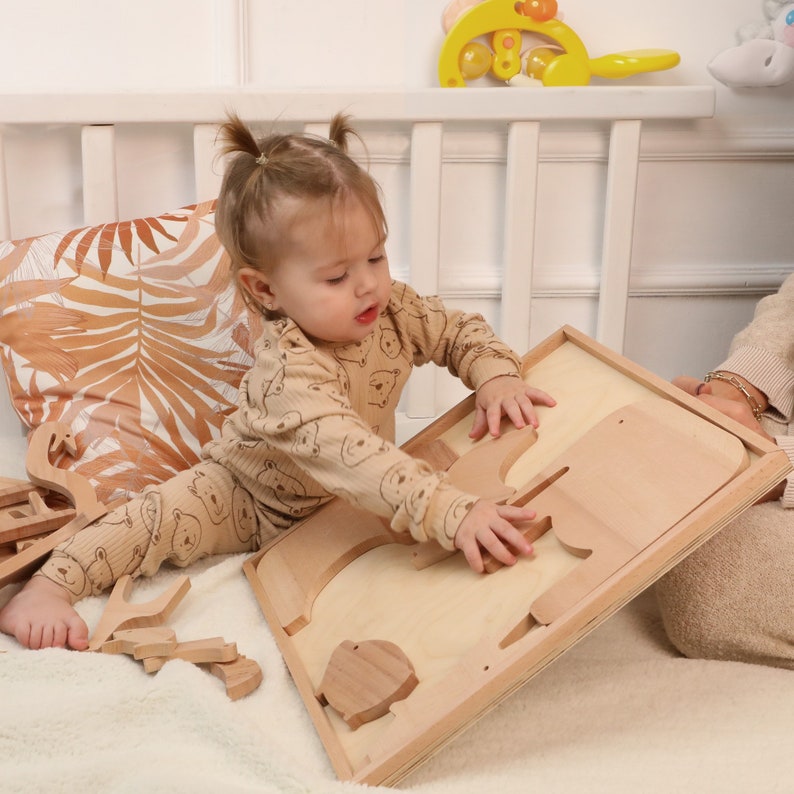 Montessori Wooden Safari Animal Puzzle: Kids Learning Toy - Etsy