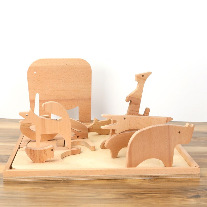 Montessori Wooden Safari Animal Puzzle: Kids Learning Toy - Etsy