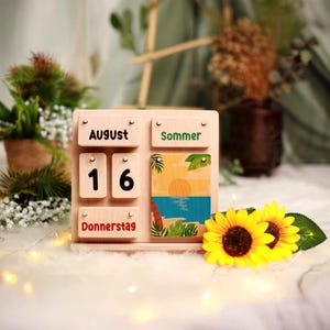 Waldorf Montessori Wooden Perpetual Calendar: Homeschool Classroom Decor