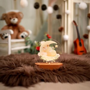 Personalized Kids Night Light: Fox Moon Lamp, Nursery Decor Gift