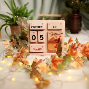 Montessori Holzkalender, Kinderkalender für Jahreszeiten, Dauerkalender Kindergarten, Wochenplan Kinder, Kinderzimmerdekoration