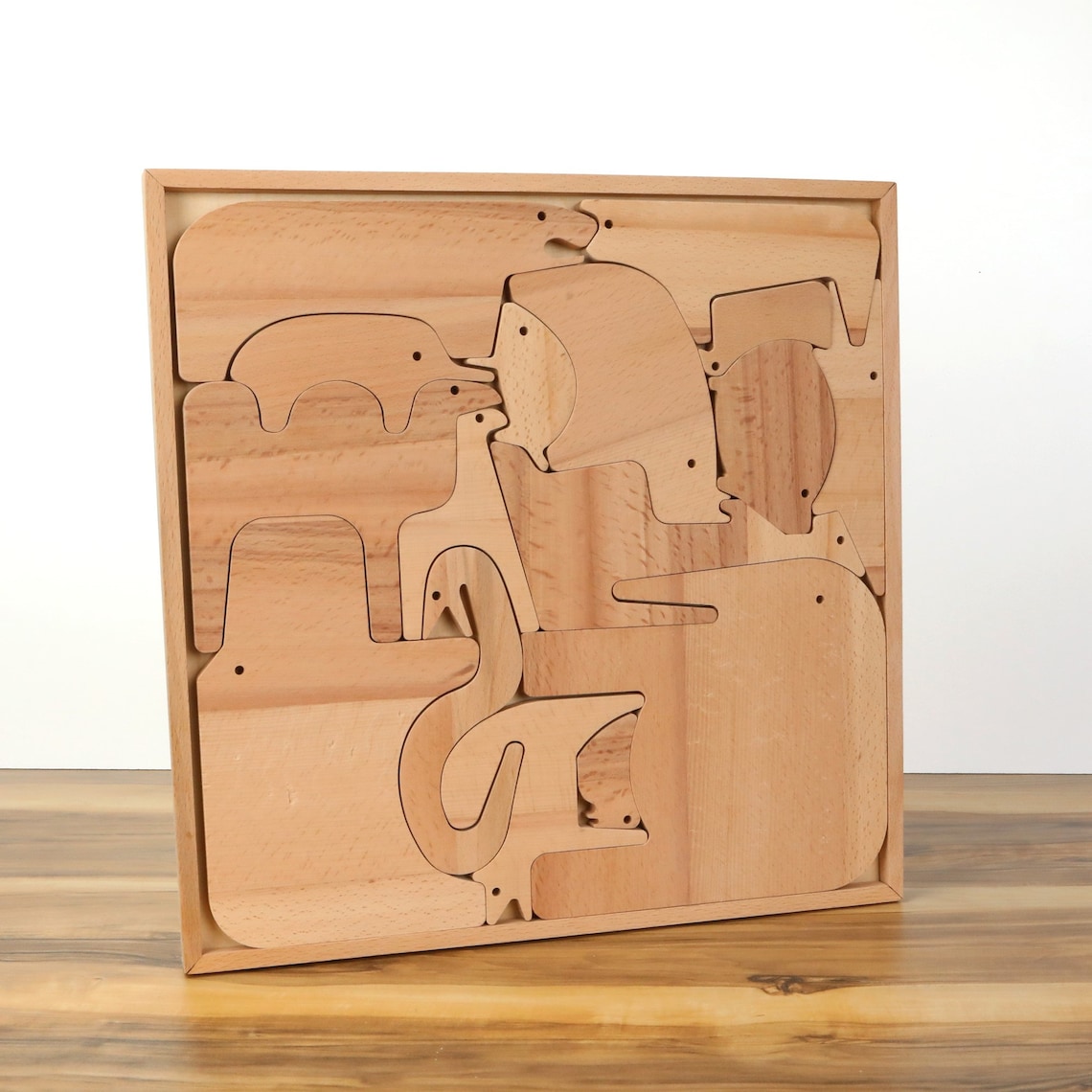 Montessori Wooden Safari Animal Puzzle: Kids Learning Toy - Etsy