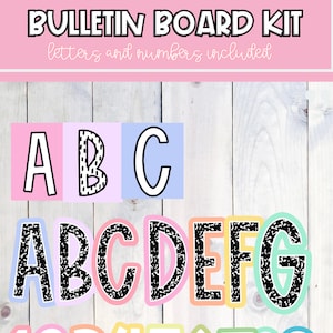 Bonito em Letras e Números de Quadro de Avisos Pastel PACOTE | Decoração de sala de aula em tons pastéis | Cartazes de alfabeto e números com pontuação