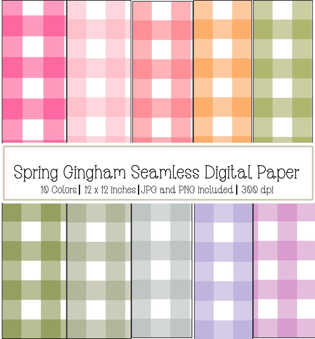 Spring Gingham Digital Paper, Seamless Pattern, Wallpapers, Digital ...