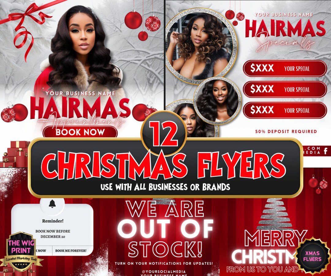 HAIRMAS Xmas Bundle 12 Flyers Hair Wig Nail Lashes & Etsy