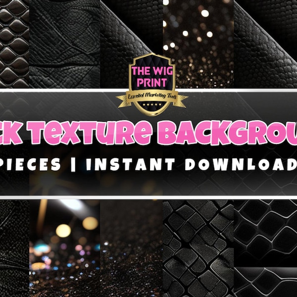 BLACK Glamour Textured Gradients | Backgrounds | 123 Pieces | Instant Download | Snakeskin | Gator Skin | Glitter | Leather | HD | 3D