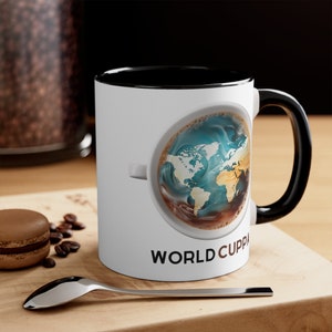 World Cuppa Coffee Mug for Travel Lovers, Coffee Lovers, Gift for Coffee Lover, 11oz