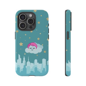 Funda para teléfono Momma Cloud Starry Night, funda para teléfono divertida, funda de dibujos animados caprichosa del paisaje urbano para iPhone, teléfono Google Samsung Galaxy