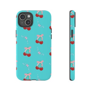 Coquette Aesthetic, Coquette Cherries Bows, Fun Cute Phone Case, Colorful Phone Case, iPhone, Samsung, Galaxy