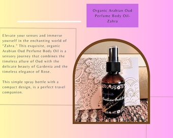 Organic Arabian Oud Perfume Body Oil: Rose & Gardenia