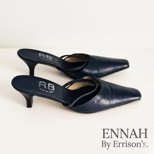 Sandali da donna vintage RB, in vera pelle blu navy, con punta affusolata, tacco a spillo, taglia UK 6. immagine 12