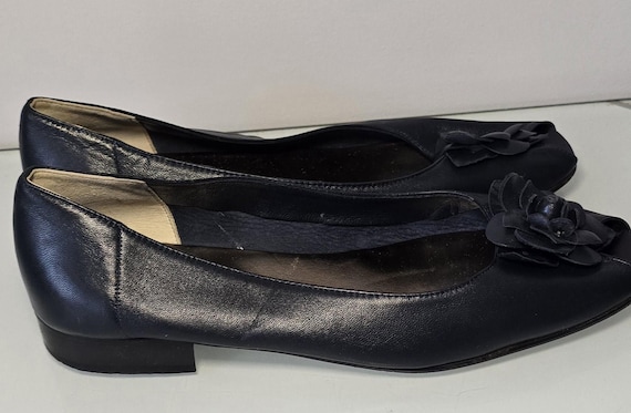 Lui's レザーバレエシューズ LOUIS VUITTON ルイ・ヴィトン ドライビング リボン シューズ フラット バレエ シューズ ブラック系 36中古