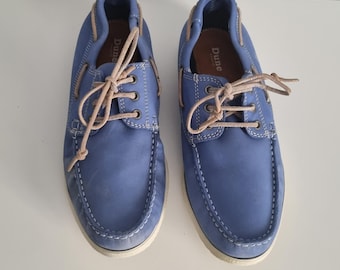 Dune London Blue Leather Boat Shoes Size EU 42 Made in Portugal Deck  Cornflower Blue Nubuck Loafers