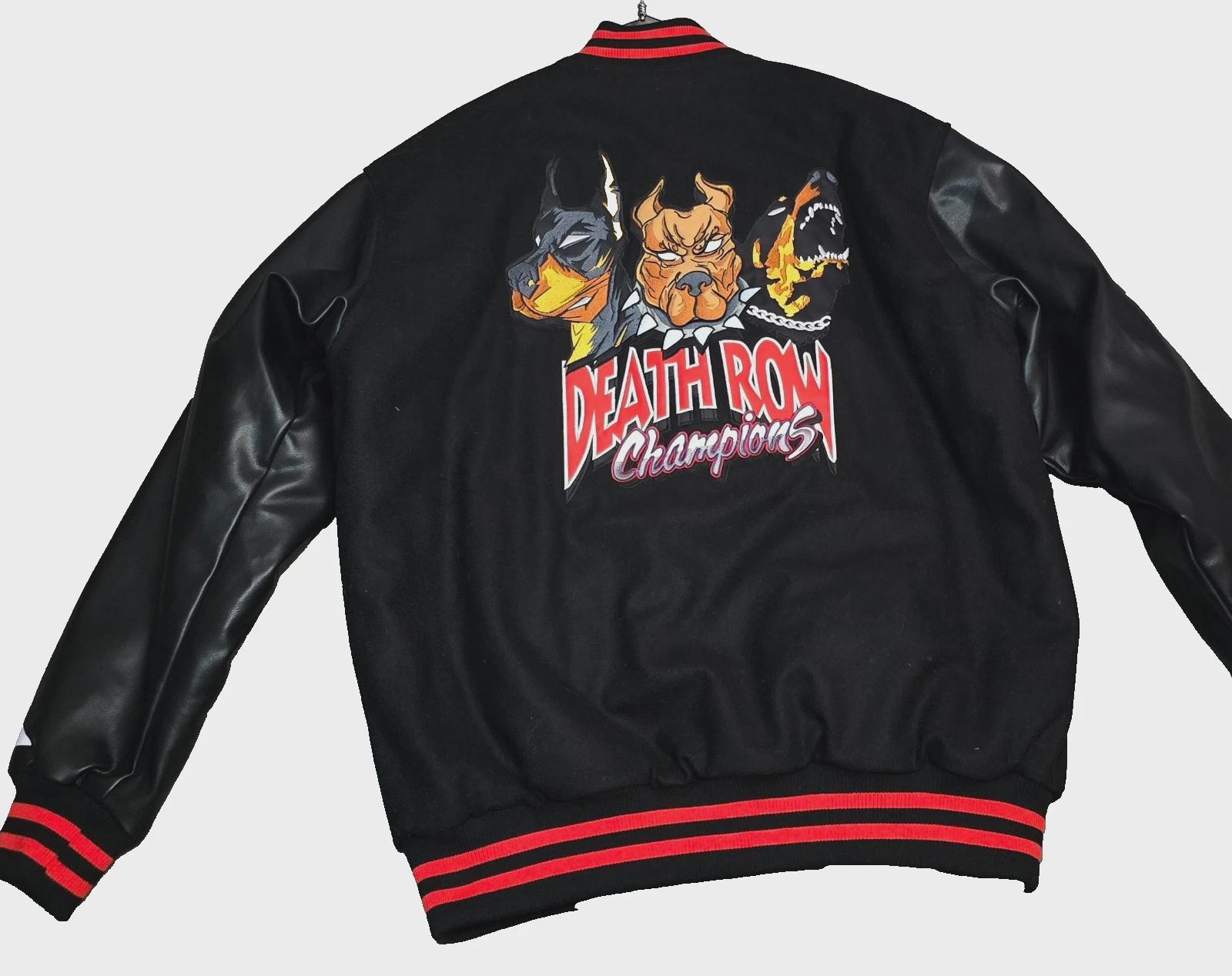 Death Row Records Oversized Men's Varsity Jacket Red Letterman