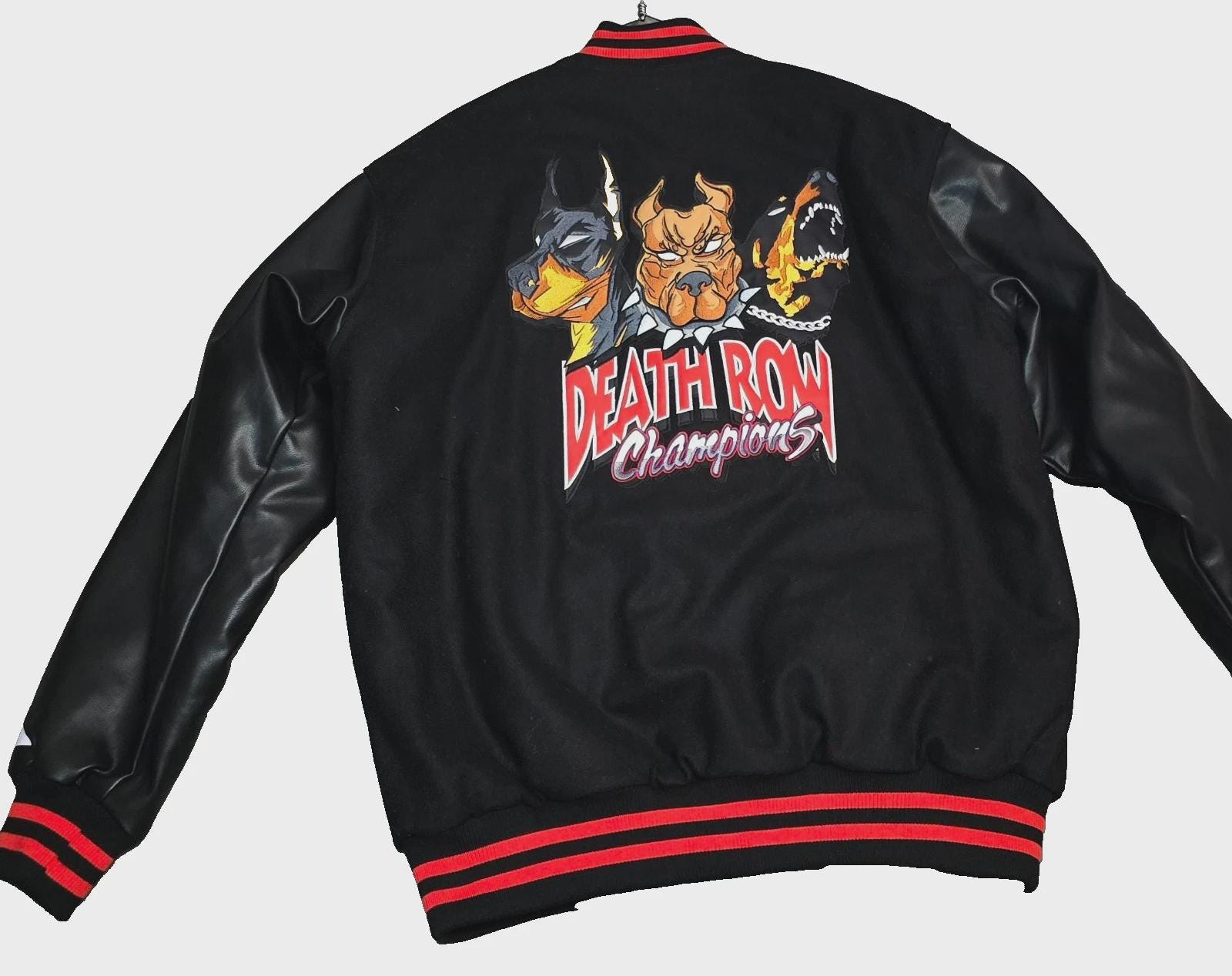 Death Row Records Oversized Men's Varsity Jacket Red Letterman